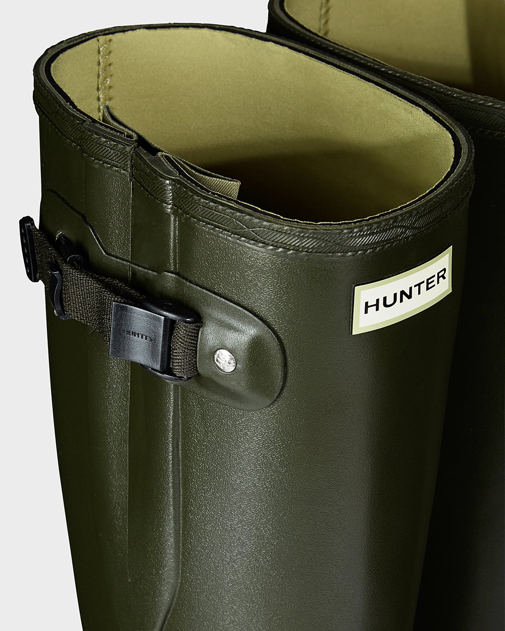 Mens Hunter Norris Field Side Adjustable Neoprene Lined - Tall Rain Boots Dark Olive - 8072-HRFQW